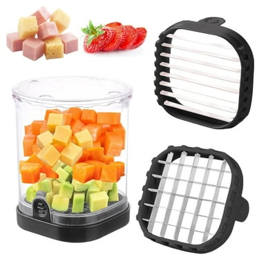 LTS EMIRA Cup Slicers, 2 in 1 Vegetable, Fruit Egg Dicer,Fruit Slicer, Stainless Steel Egg Slicer, Strawberry Banana Cutter Fruit and Vegetable Slicer, Replaceable Base for Kitchen Dicer Slicer