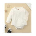 thumbnail image 2 of Qiylii Baby Cotton Romper, Long Sleeve O-Neck Solid Color Pocket Bodysuit,0-18M, 2 of 9