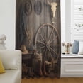 thumbnail image 5 of Western Vintage Sheer Curtains 84 Inches Long, Country Cowboy Boots Cow Skulls Retro Light Filering Curtains, Breathable Simi Curtain Privacy Drapes for Living Room Bedroom Window Treatment, 5 of 9