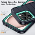 thumbnail image 6 of ELEHOLD for iPhone 14 Hybrid Rugged Case with HD Screen Protector,Dual Layer Hard Protective Invisible Kickstand Non-Slip Drop-Proof Shockproof Anti-Scratches Heavy Duty Cover,Darkblue+Mint, 6 of 7