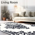 thumbnail image 2 of ODIKA 4'x6' Machine Washable Non-Slip Area Rug, Vintage Damask Scrollwork with Ornate Central Motif High Traffic Rug, Black, 558518, 2 of 7