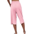 thumbnail image 4 of Summer Elastic Waist Women Solid Color Casual Capris Female Knee-Length Pants, 4 of 5