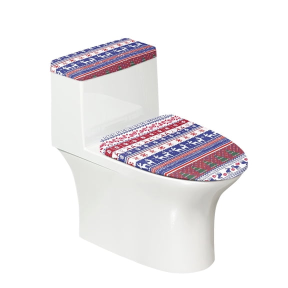 HELLHERO Christmas Toilet Cover & Elastic Bottom Toilet Seat Lid Cover Set for Bathroom Home Comfort, Polyester Fabric, Stretchy Fabric