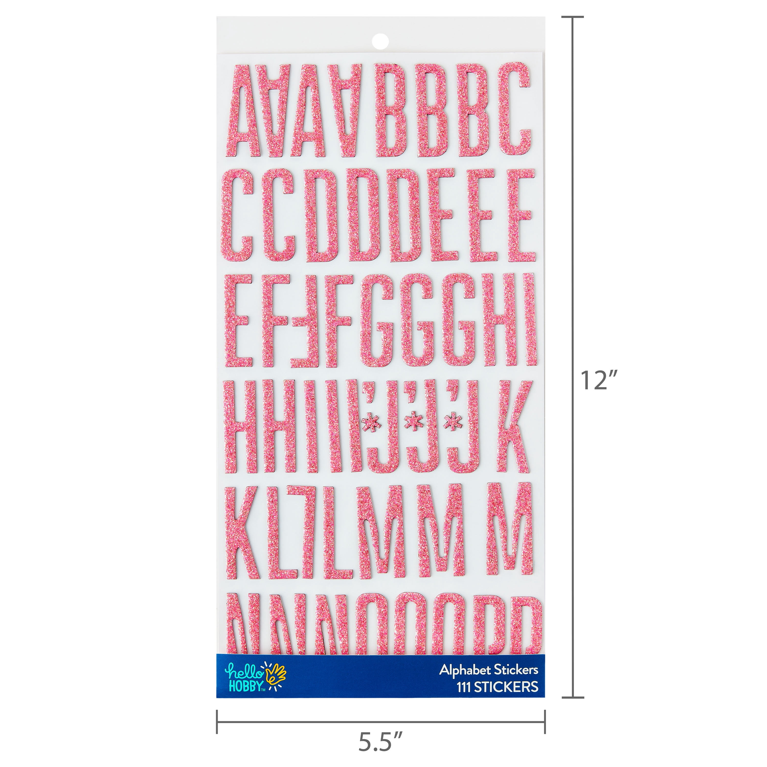 QQ&U Pink Glitter Alphabet Letter Stickers - 3 Sheets, 483 Total Stickers, For Crafts & Decor