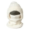 thumbnail image 2 of Beanie Hat with Scarf Skull Hats Winter Scarf Set Face Cover&Neck Gaiter Ski Snow Hats Knitted Ski Hat Windproof Scarf Hat Beanie Hat for Women Hooded Scarf Warm Knitted Beanie White, 2 of 5