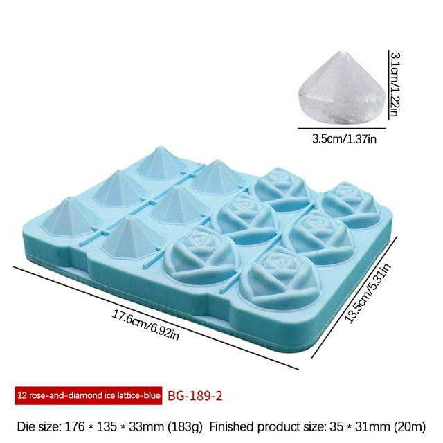 Pisexur Batería de cocina Molde para bolas de hielo de whisky, bandeja esférica con tapa, molde de gel de sílice con enrejado de diamante rosa, molde de gel de sílice para la cocina del hogar