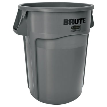 Rubbermaid Commercial FG264360GRAY Brute 44-Gallon Round Plastic Vented Container - Gray