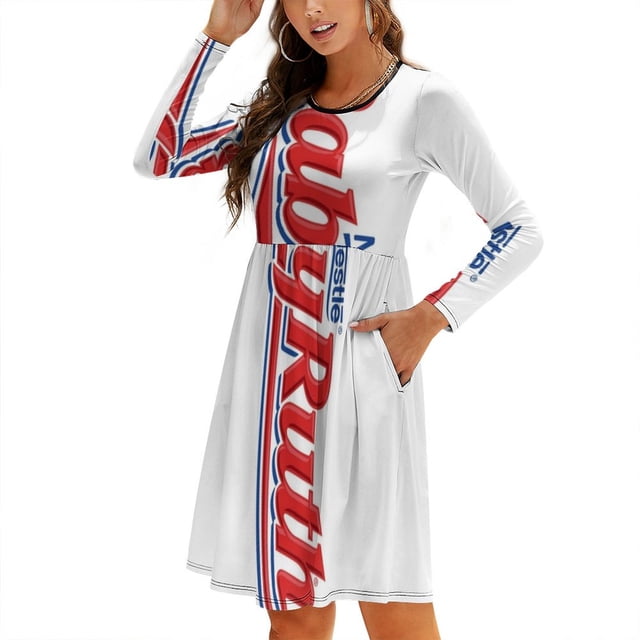 Robe Élégante Douce d'Halloween Baby Ruth pour Femmes, Robe Kawaii à Col Carré Baby Ruth pour Halloween