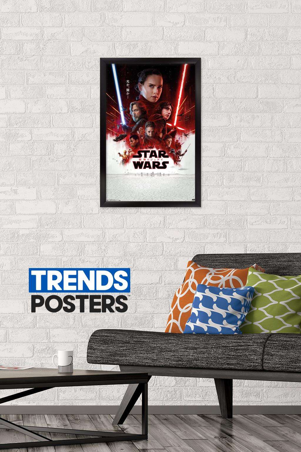 Star Wars: The Last Jedi - Japan One Sheet Wall Poster, 14.725" x 22.375", Framed