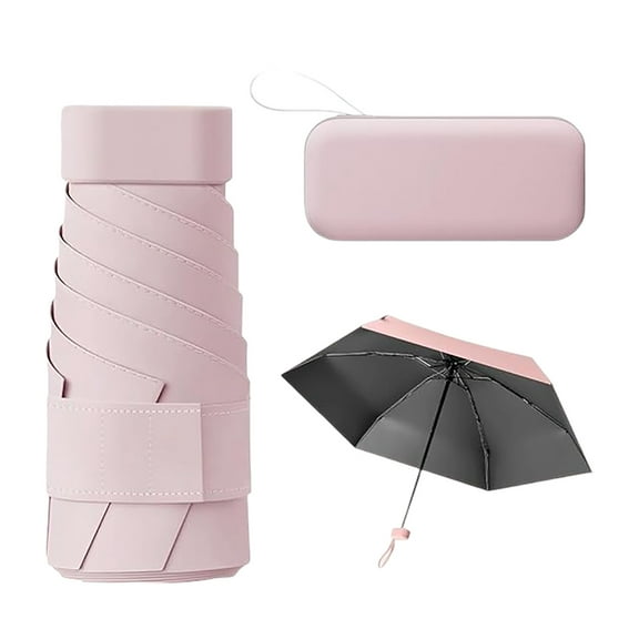 Mini Travel Umbrella with UV Protection - Small Folding Umbrella for Women & Men, Compact & Lightweight for Travel, Backpack & Purse - Includes Carrying Case 6 Ribs