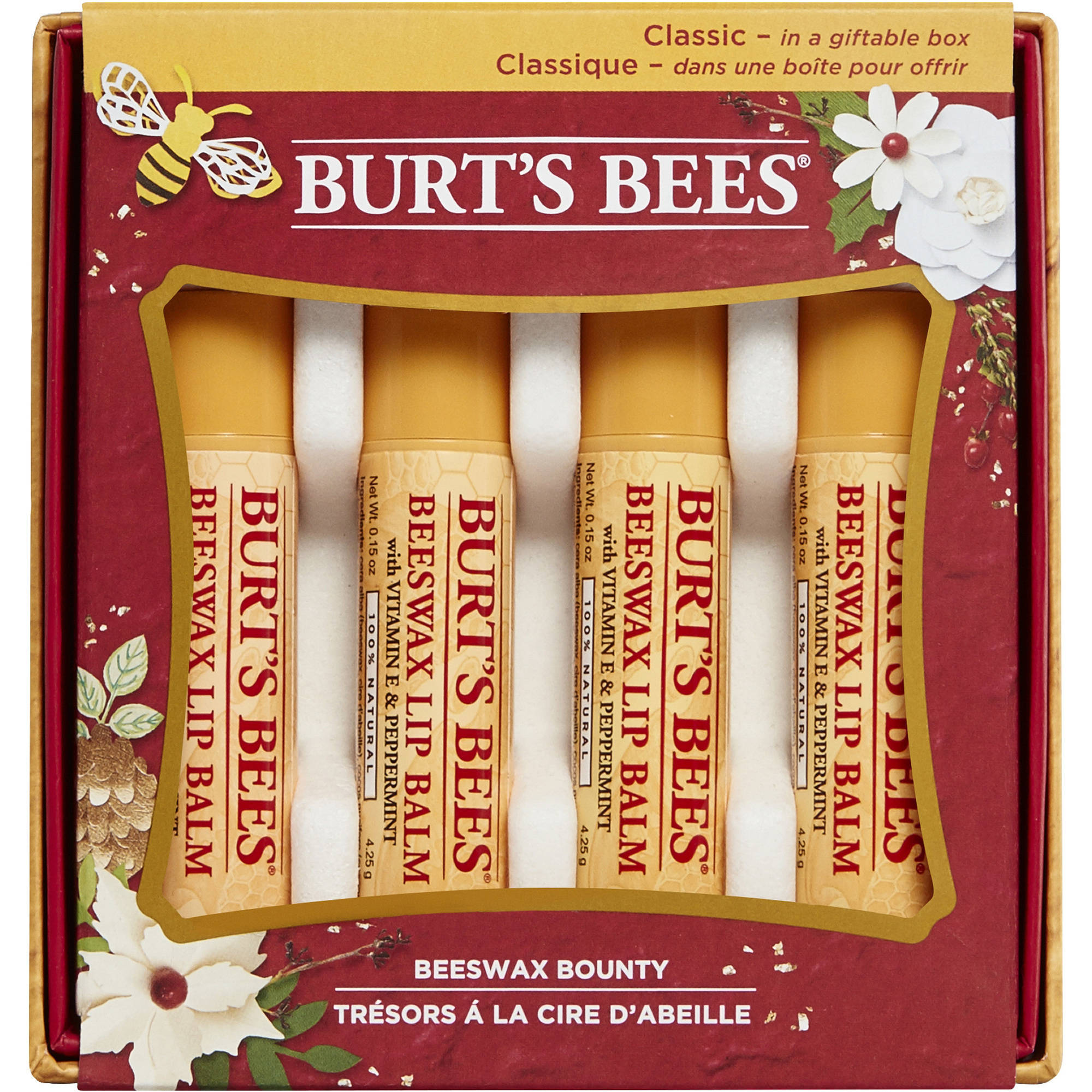 Burt's Bees Beeswax Bounty Classic Holiday Gift Set, 4 pc