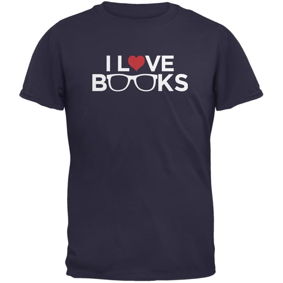 I Love Books Navy Adult T-Shirt - X-Large