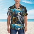 thumbnail image 2 of Pofeuu Sunset Sunflower Dog Print Hawaiian Shirt for Men Sleeves Casual Button Down Summer Beach Dress Shirts T-Shirts,3X-Large, 2 of 7