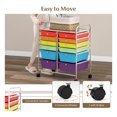 thumbnail image 3 of Storage Cart with 12 Drawers Rolling Wheels Semi-Transparent Multipurpose Mobile Rolling Utility Cart for School, Office, Home, Beauty Salon Files Arrangement Storage Organizer Cart, Colorful, 3 of 5