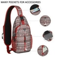 thumbnail image 2 of Sling Backpack,Red and White Christmas Folk Pattern Crossbody Bag with Water Bottle Holder,Waterproof Sling Bag for Men/Women with Chest Phone Holder for Hiking,Travel, 2 of 6