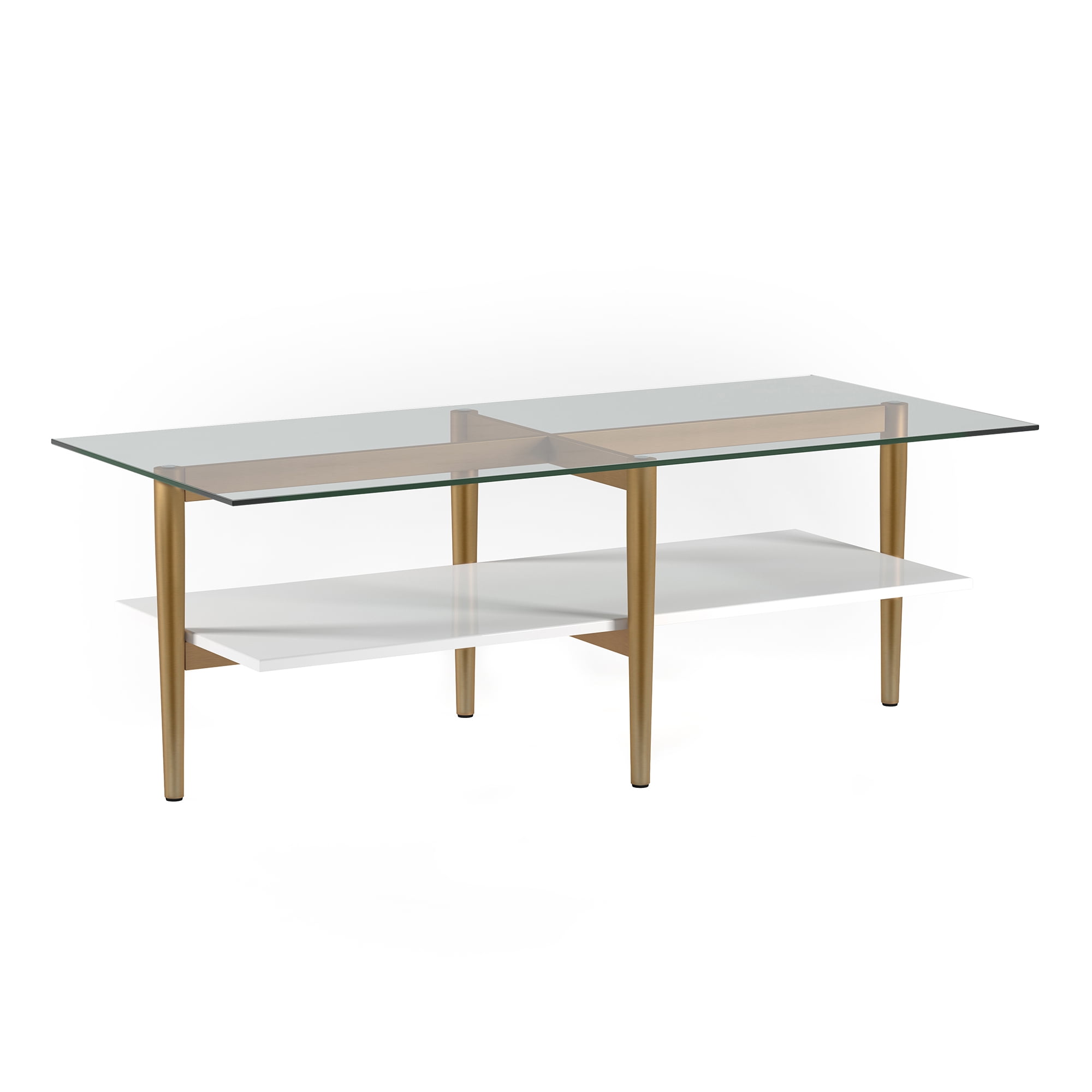 Evelyn&Zoe MidCentury Modern Coffee Table with Glass Top