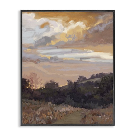 Stupell Industries Contemporary Abstract Sunrise Landscape Black Framed Giclee Art, 11 x 14, by Kamdon Kreations
