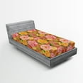thumbnail image 2 of Ambesonne Rose Pattern Fitted Sheet, Flowers Nature Print, Twin Size, Pale Pink Mustard, 2 of 5