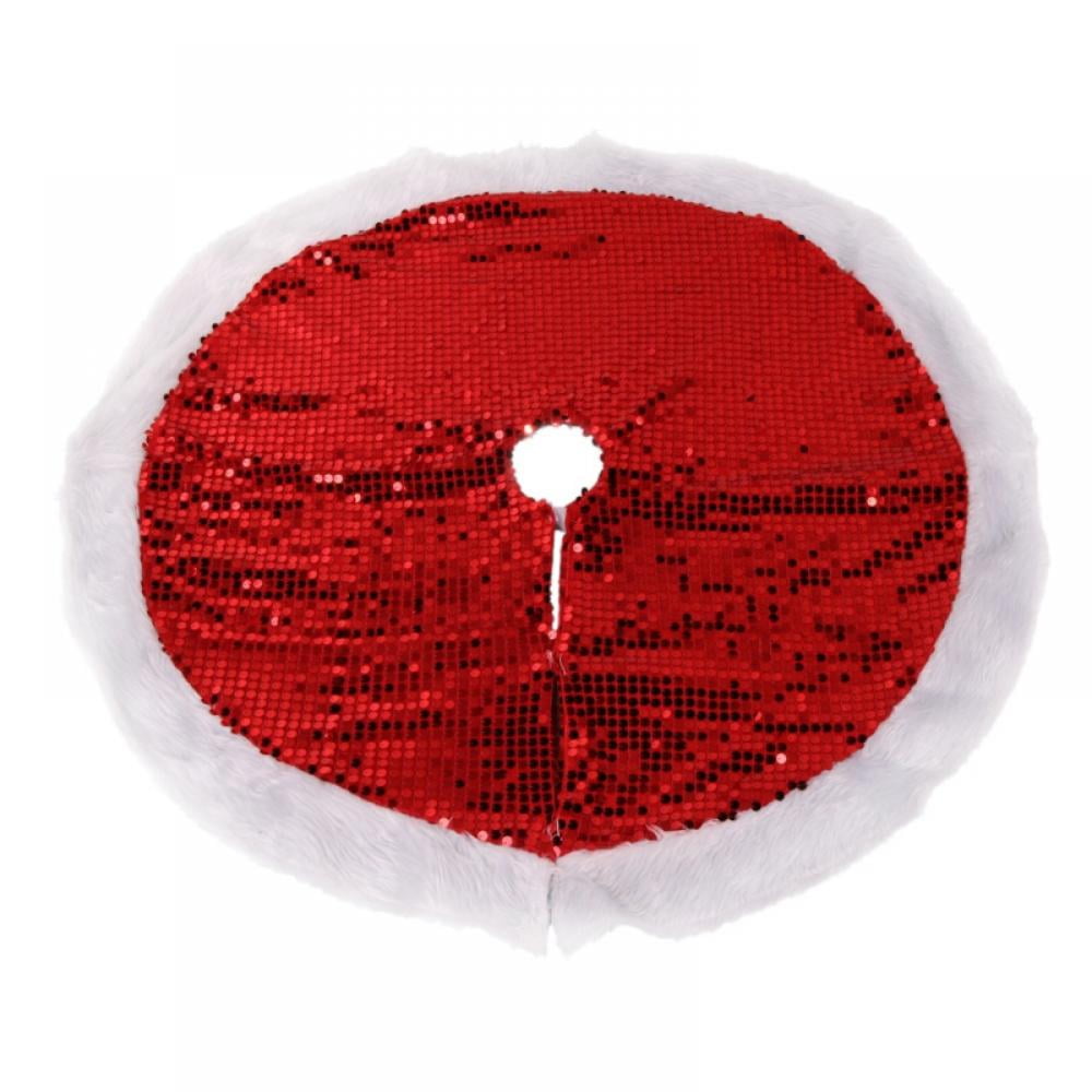 Christmas Tree Skirt 38 inches Large Sequin Luxury Faux Fur Tree