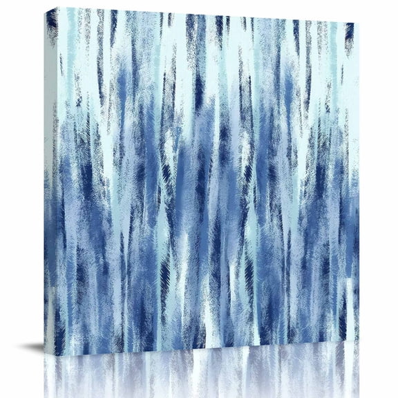 Framed Canvas Wall Art for Living Room Blue Abstract Paint Wall Decor, Modern Art Ombre Graffiti Aesthetic Paintings for Bedroom Office Kitchen Bathroom, Ready to Hang Artwork Wall Pictures 8x8 Inch