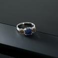 thumbnail image 3 of Gem Stone King 925 Sterling Silver Blue Sapphire and Brown Smoky Quartz 3 Stone Engagement Ring for Women (3.82 Cttw, Gemstone September Birthstone, Cushion 8MM, Size 5), 3 of 5