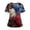 Blue(American Flag Floral Print), variant on 250 Anniversary USA Flag Scrubs for Women Funny American Flag Stars Striped Nurse Uniforms Trendy V-Neck Side Slits Scrub Shirt Festival Medical Workwear with Pockets Dark Blue M