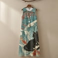 thumbnail image 4 of Xoenoiee Cat Koi Fish Print Linen-Like Maxi Dresses for Women 2026 Plum Blossom Waves Casual Summer Sundresses with Pockets 2026 Round Neck Sleeveless Tank Dress Flowy Outfits with Back Zipper, XL, 4 of 7