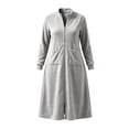 thumbnail image 4 of Qingpeng Womens Zip Up Long Robe Mock Neck Full Zip Sleepwear with Front Pockets Solid Color Warm Winter Lounge Gown, 4 of 6