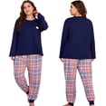 thumbnail image 1 of Xinhuaya Women's Plus Size Long Sleeve PJ Top, Bottom Pajama Set, 1 of 10