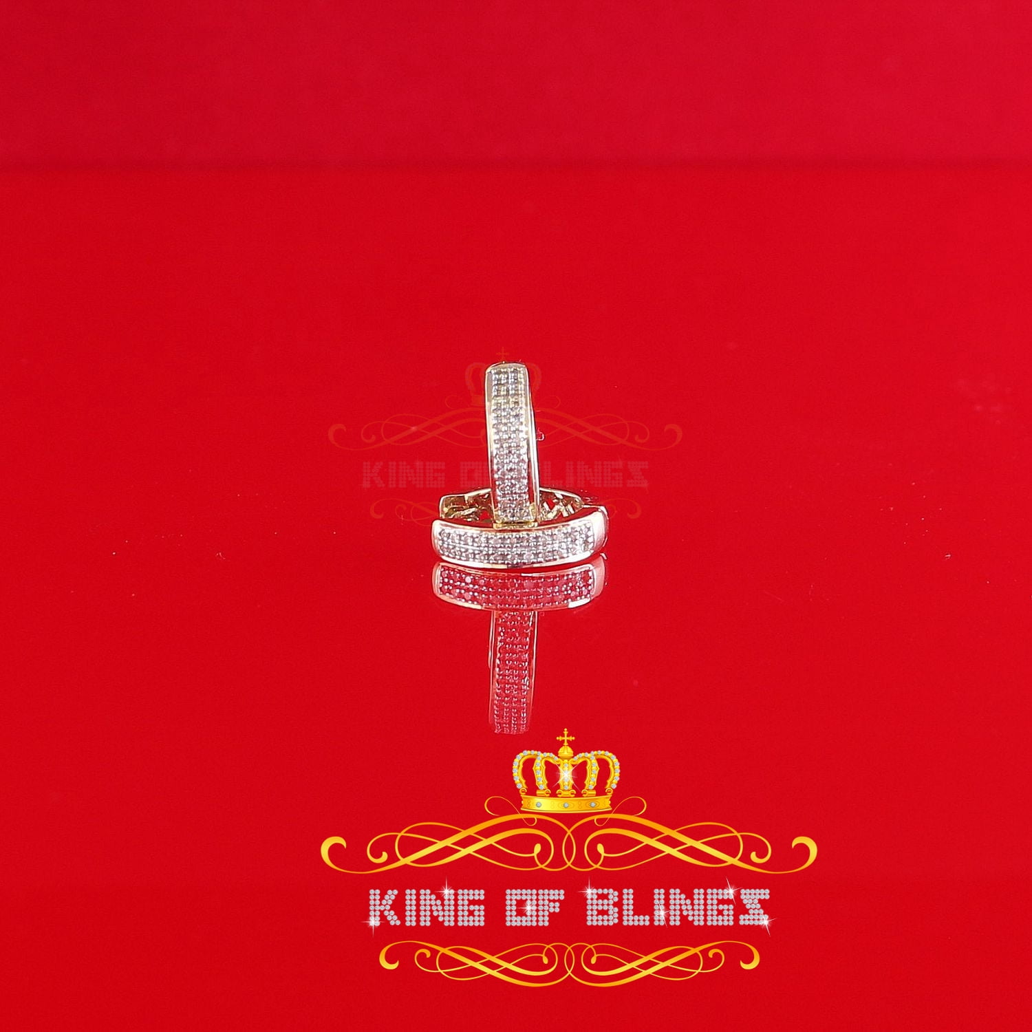 King of Bling's 0.15ct Diamond 925 Sterling Silver Yellow Hoop Stud Earrings For Men's / Women's