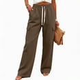 thumbnail image 4 of cocolona Womens Solid Color Casual High Waist Sweatpants Elastic Waist Drawstring Wide Leg Cargo Pants with Pockets, 4 of 5