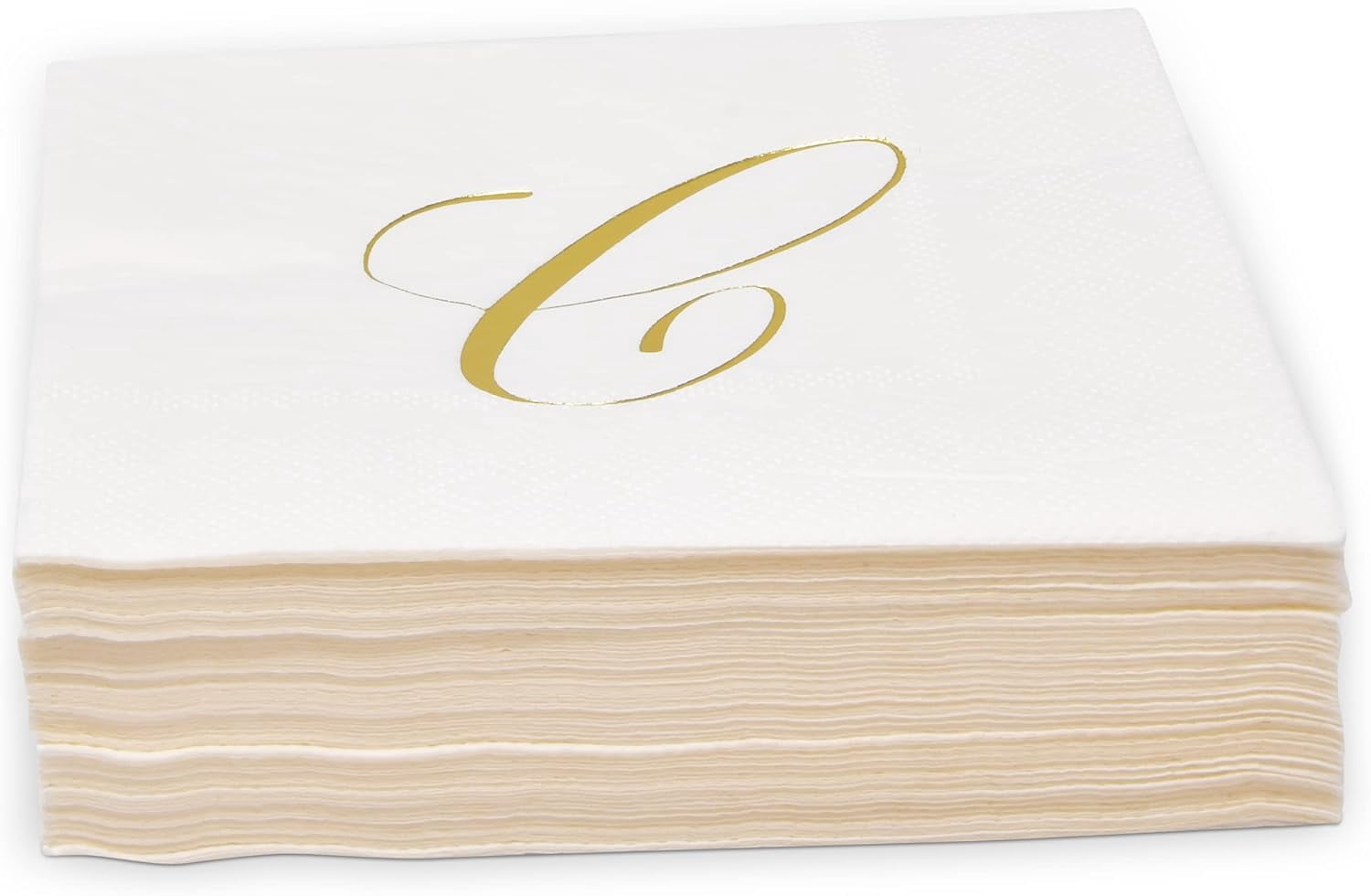 Gift Boutique Monogram Cocktail Napkins Letter C, Gold Foil Disposable Paper Beverage Napkins, 100 Count, 2-Ply, 10x10 Unfolded, Party & Wedding Decor