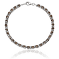 thumbnail image 5 of 925 Sterling Silver Brown Smoky Quartz Diamond Chain Gemstone Tennis Bracelet, 5 of 6