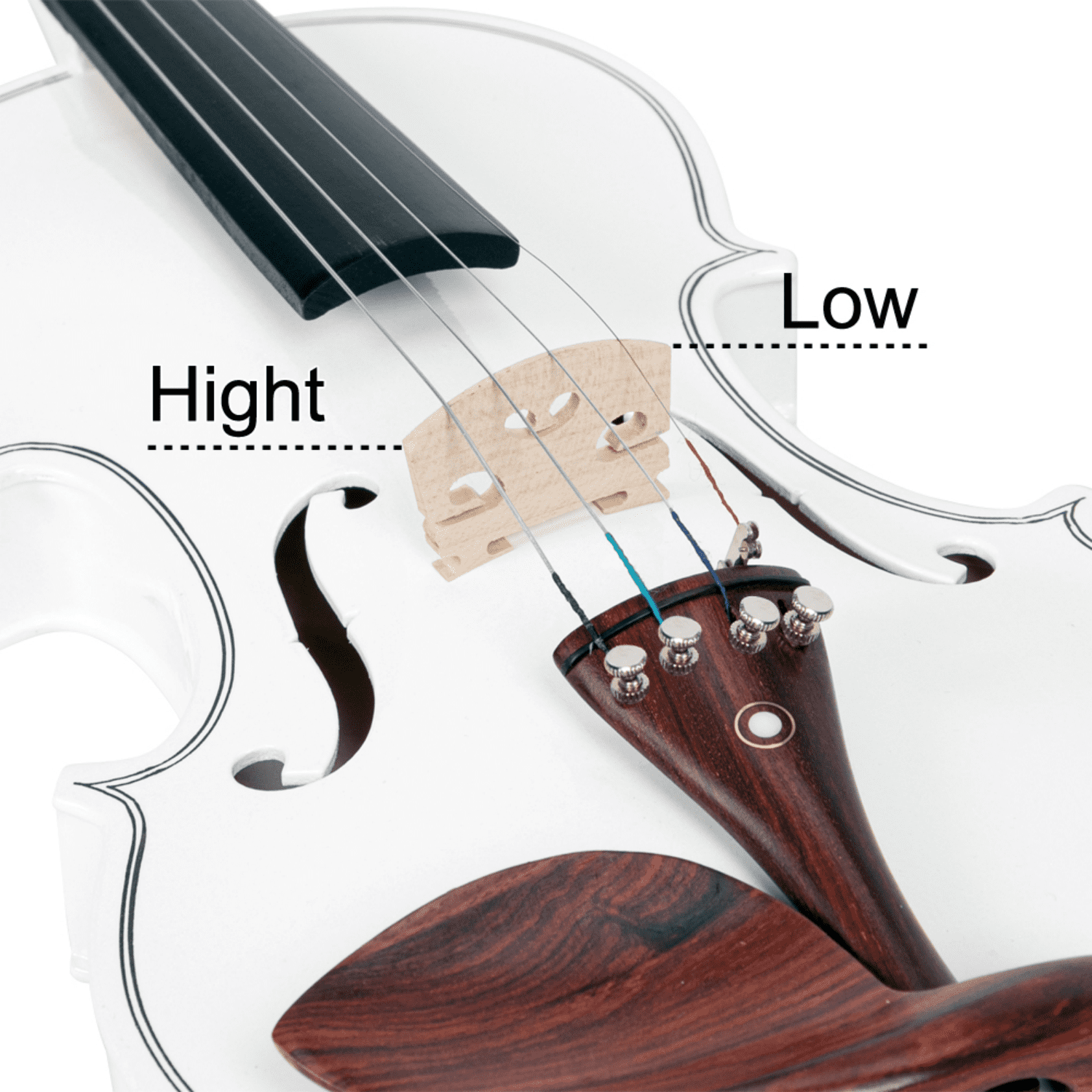 Hassch 4/4 Acoustic Violin with Case, Bow and Rosin for Beginners, Fiddle Set with Strings, Turner, Wipe Cloth and Shoulder Rest, White