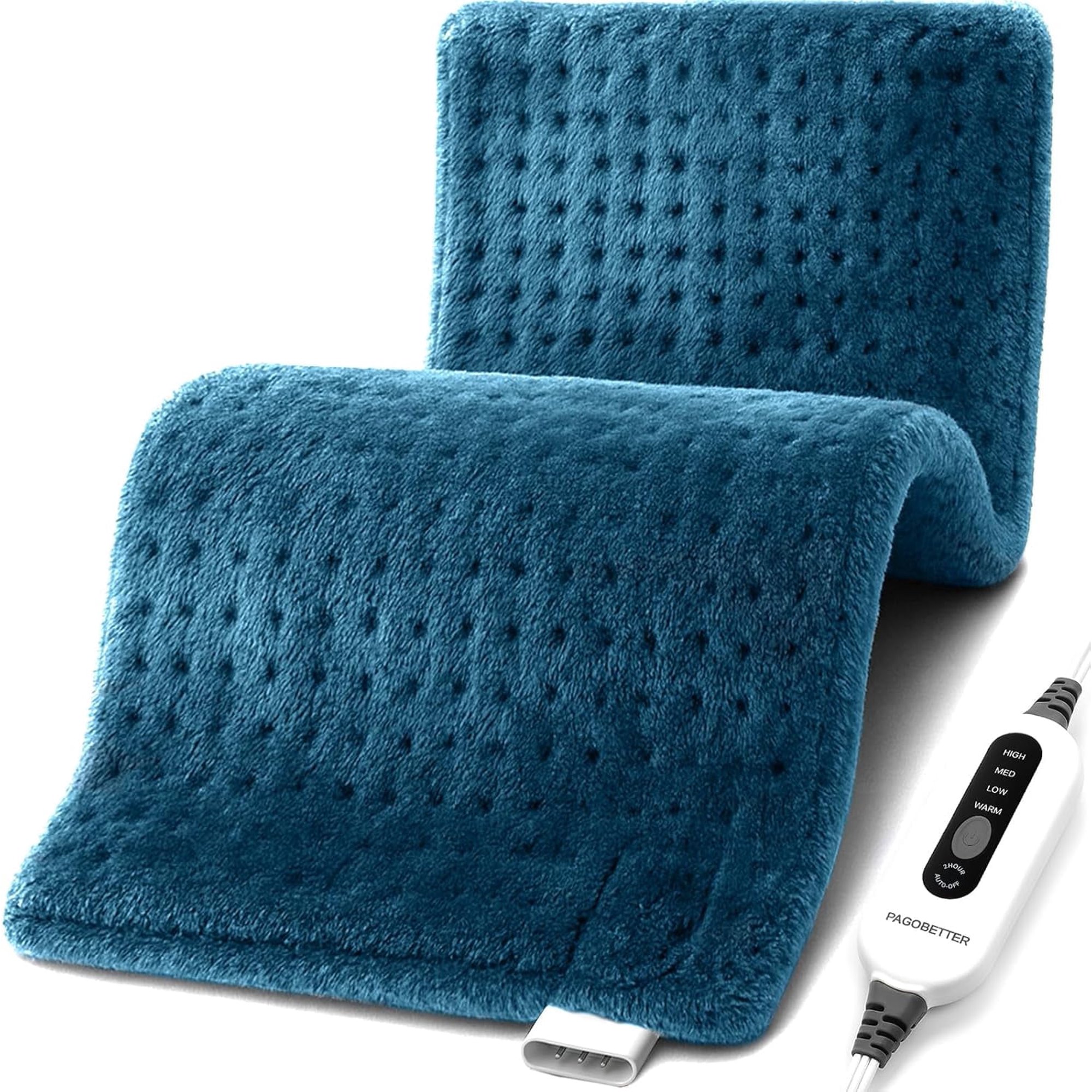 17''x33'' XXXL King Size Heating Pad with 4 Temperature Settings & 2 Auto-Off Countdown Timers, Pain Relief for Back/Neck/Shoulders/Abdomen/Legs, Christmas Gifts for mom dad (Blue)
