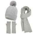 thumbnail image 2 of ATENAR 3PC Hat Scarf Glove Set for Women,Winter Sets for Women,Fleece,Warm,Knit,Gray,Free Size, 2 of 6