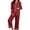 Wine, variant on Womens Christmas Pajama Set Long Sleeve Collared Sleep Shirt and Lounge Pants Festive Holiday Loungewear Outfit for Home
