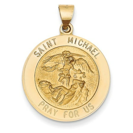 14k Yellow Gold Engravable Saint Michael Medal Pendant
