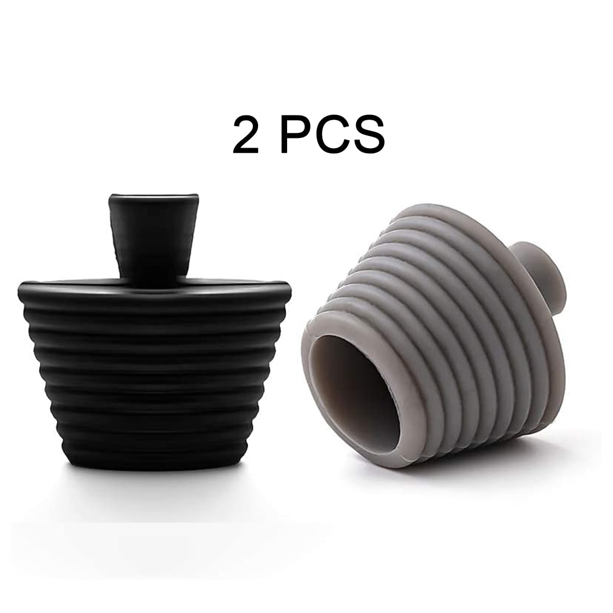 Semfri (Black and Gray,2PC) Universal Silicone Bathtub Stopper, Tub Drain Stopper for Kitchen, Bathroom