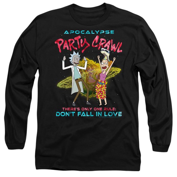 Rick and Morty Apocalypse Party Crawl Unisex Adult Long-Sleeve T Shirt, Apocalypse Party Crawl, Large