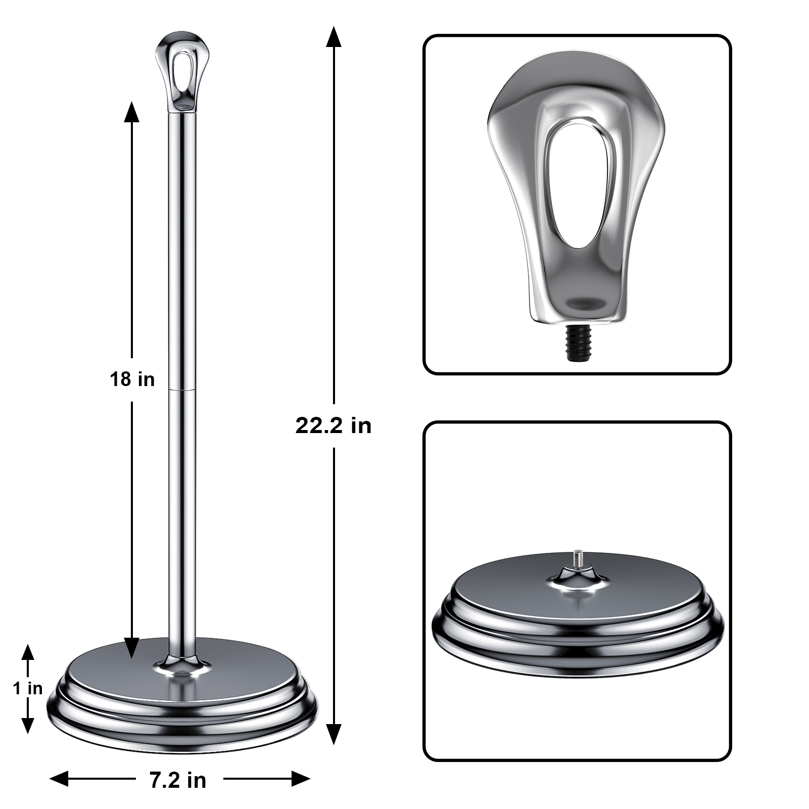 KASUNTO Freestanding Metal Toilet Paper Holder with Rustproof Finish (Polished Chrome)