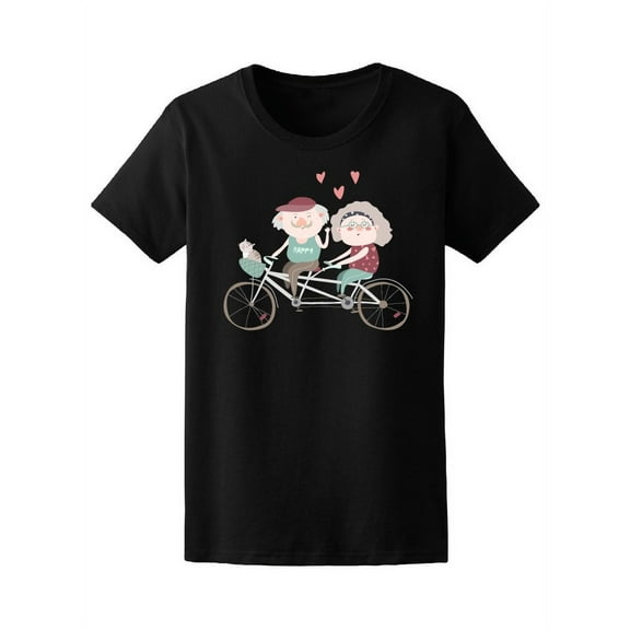 Cute Grandparents Couple On Bike T-Shirt Women -Image by Shutterstock, Female XX-Large