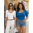 thumbnail image 5 of MOYIKO Womens Half Sleeve Scoop Neck Slim Fitted T Shirts Casual Basic Tees Summer Tops Clothes, 5 of 7