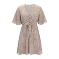 thumbnail image 5 of B91xZ Robes d'Anniversaire pour Femmes Robe Col Rond Manches Courtes Robe Pull avec Poches, Kaki TG, 5 of 5