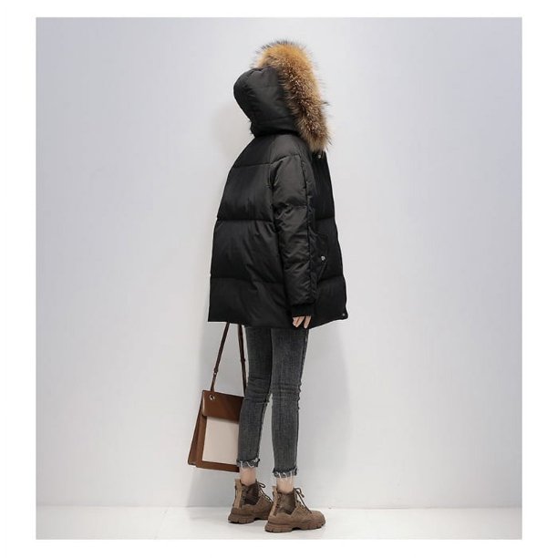 Chaqueta de algodón de gran tamaño, larga, holgada y acolchada de algodón para mujer con un diseño de chaqueta de algodón