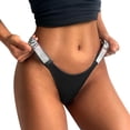 thumbnail image 2 of Women's Rhinestone Letter Thongs G String Low Rise Tanga Panties Underwear, L, Black, 2 of 5