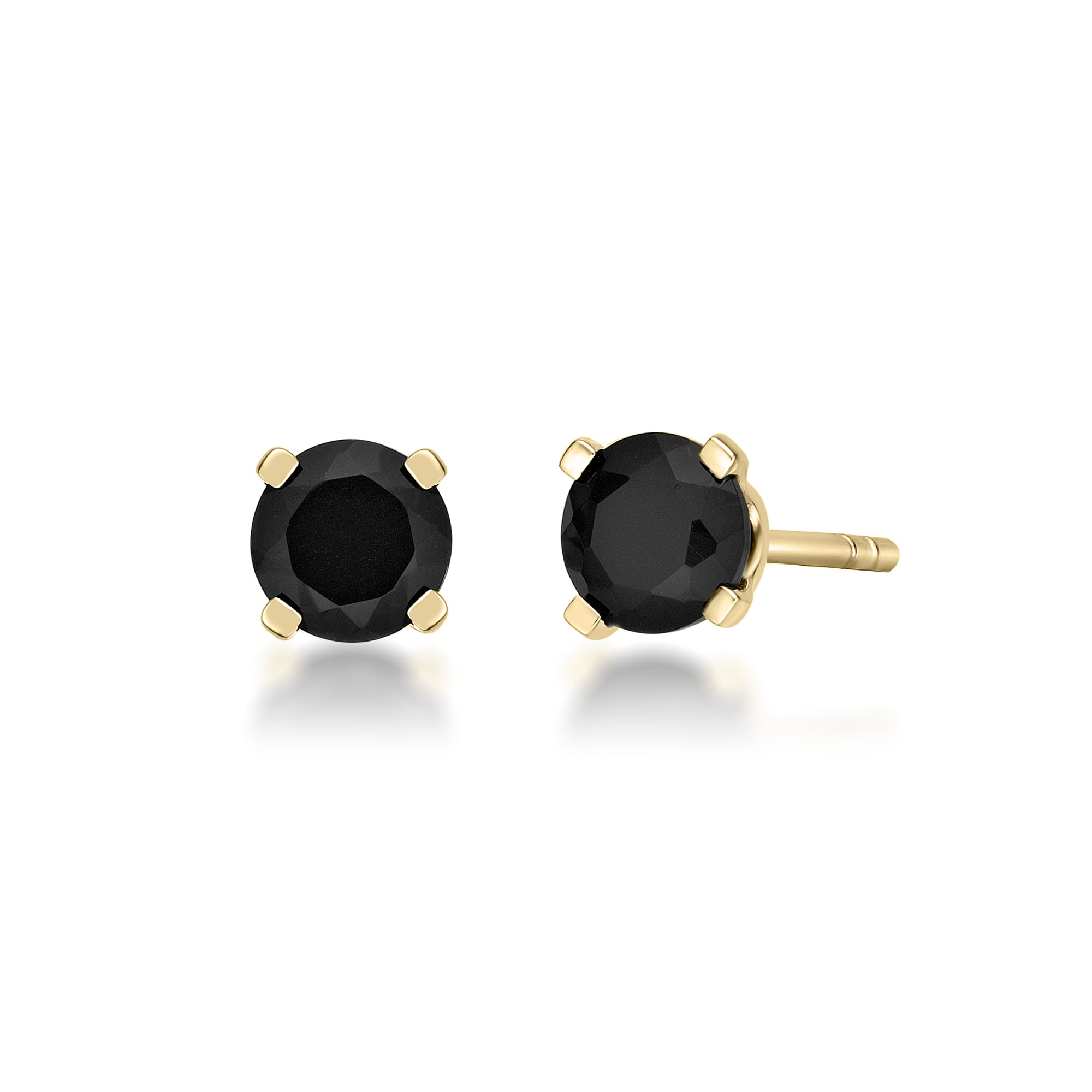 14k Yellow Gold 7 mm Black Onyx Ball Stud Earrings 