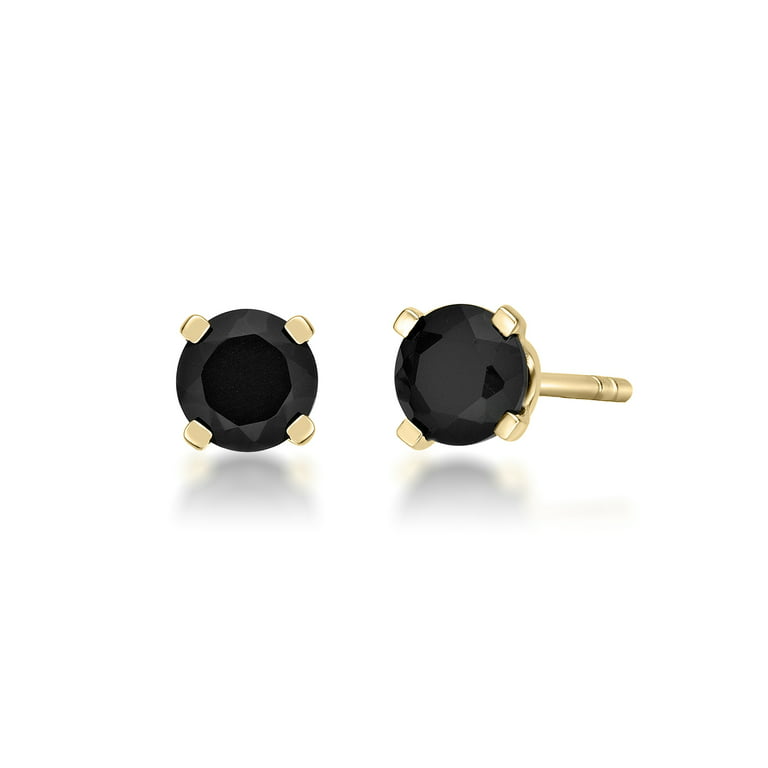 14K Gold Pavé Black Diamond Swivel Snake Stud Earrings Single Push Back Stud Earring / 14K Black Rhodium