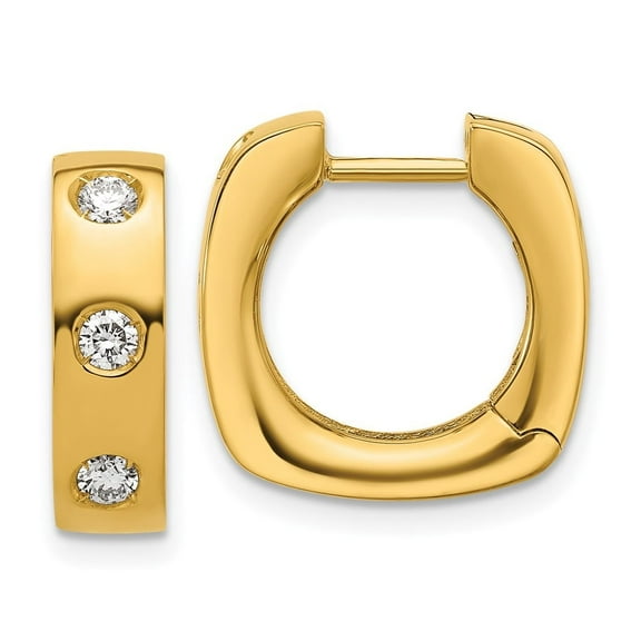 Auriga Fine Jewelry 18K Yellow Gold Polished Diamond Huggie Hinged Hoop Earrings for Women