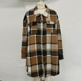 thumbnail image 3 of Turilly Womens Plaid Long Wool Blend Coat Shacket Jackets Long Sleeve Button Down Casual Boyfriend Flannel Shirts, 3 of 4